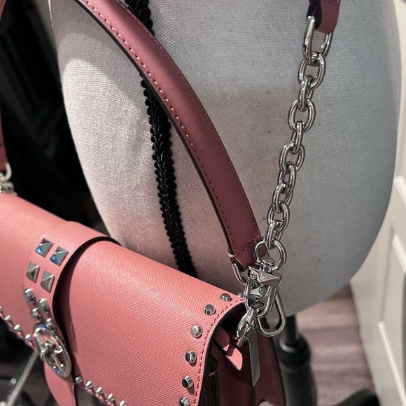 Michael Kors Pink Studded Crossbody, worn ONCE!! PRISTINE! Was $498 at Macys ♥️ - Picture 7 of 8